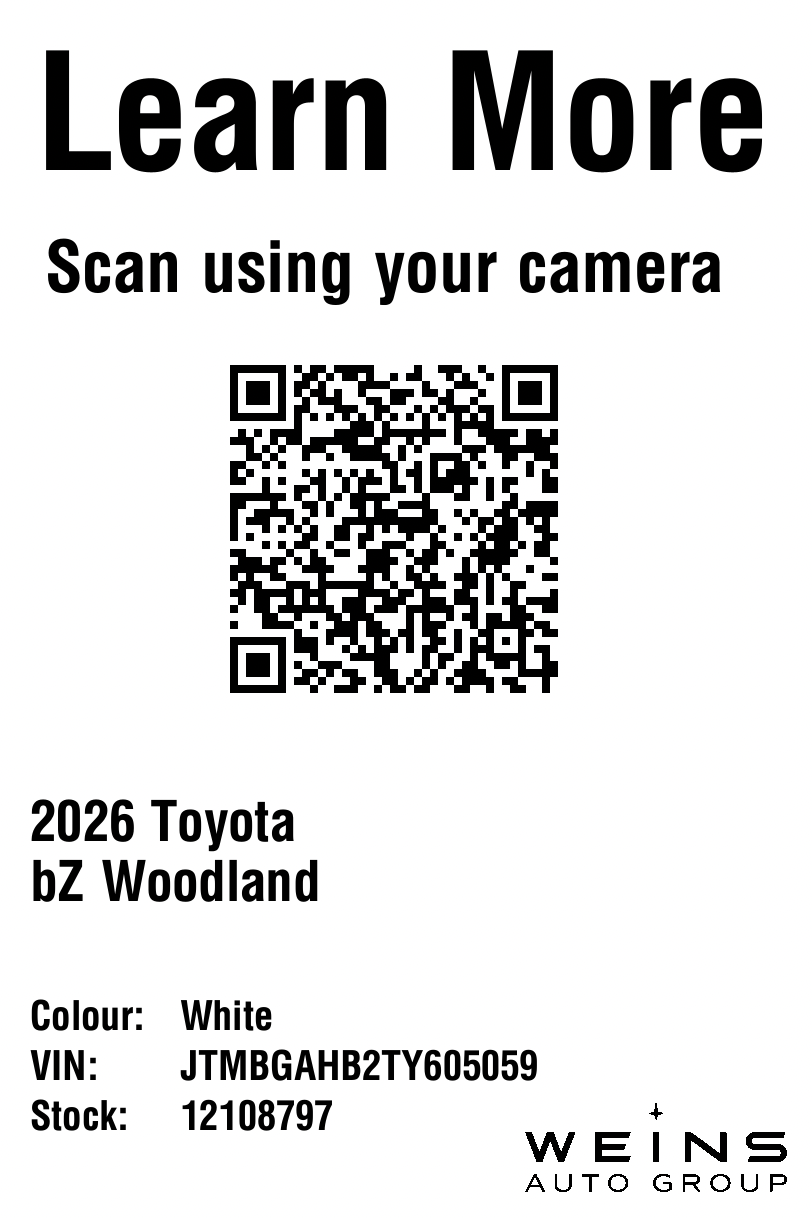 Example SmartLabel with vehicle details and a QR code for the vehicle listing
