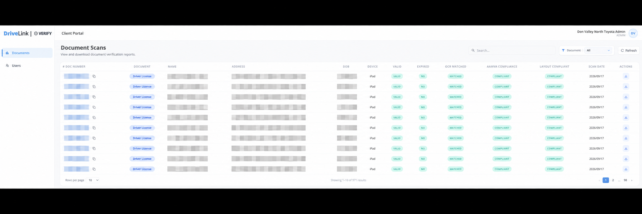 Review scans in the web portal.